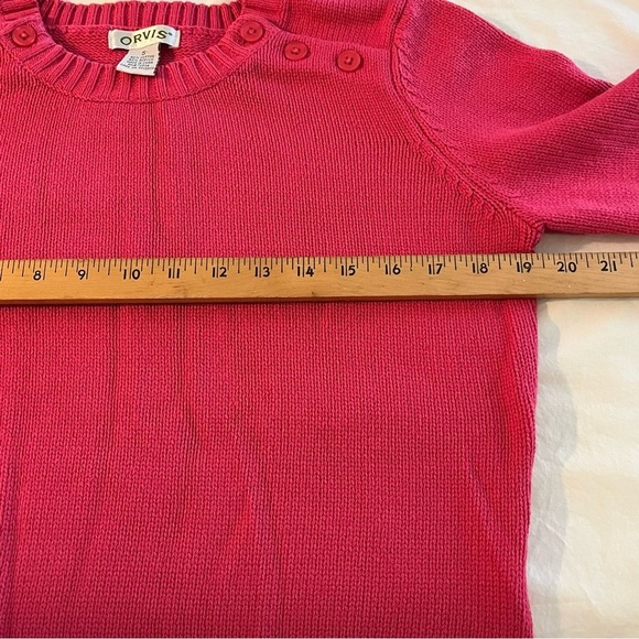 Orvis Women’s Knit Pink Sweater w/Button Detail on Shoulders, 60% Cotton; Size S - Picture 5 of 6
